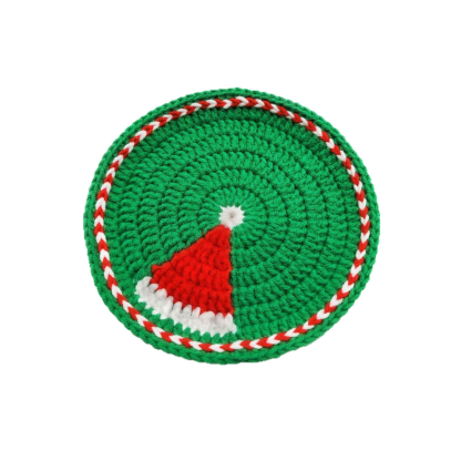 2pcs Handmade Crochet Santa Claus Coasters 