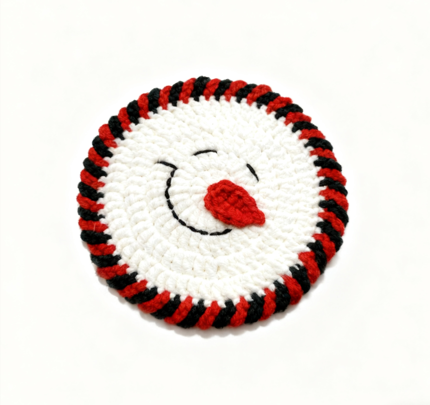 2pcs Handmade Crochet Santa Claus Coasters 