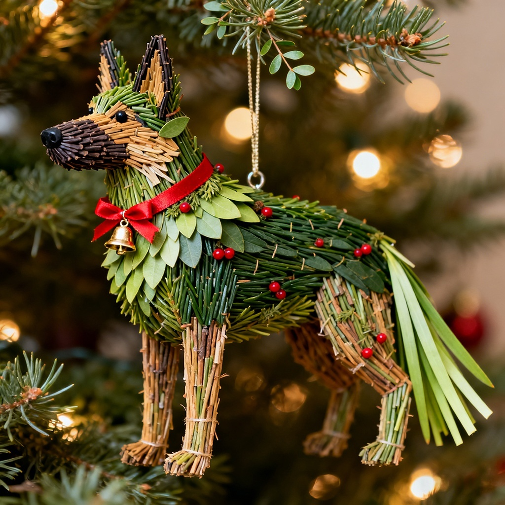 Handcrafted Evergreen Forest Dogs Ornament Collection