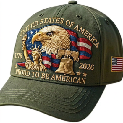 250th Anniversary American Patriotic Dad Hat with Eagle Statue of Liberty Embroidery