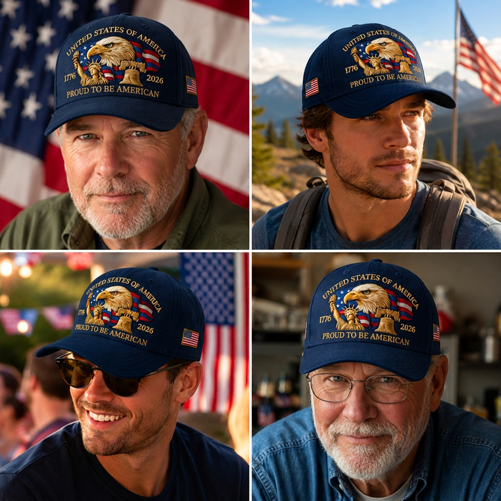 250th Anniversary American Patriotic Dad Hat with Eagle Statue of Liberty Embroidery