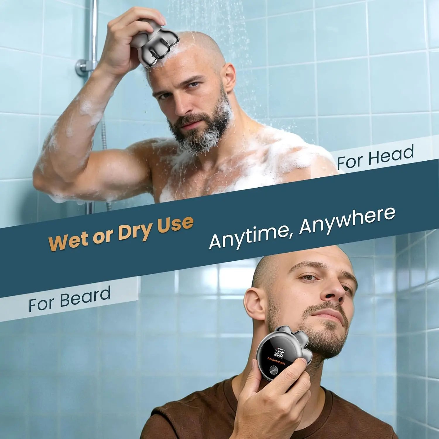 Wet or dry head and beard shaving