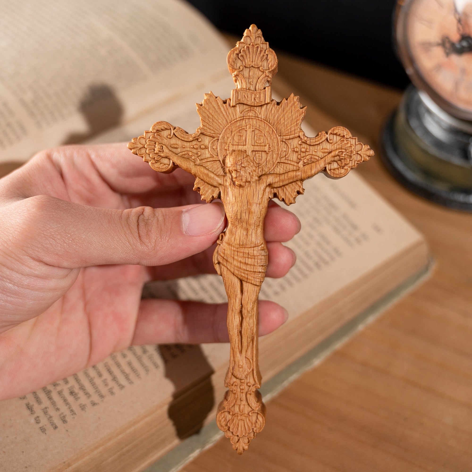 St. Benedict Exorcism Cross carved - Bless you and your family