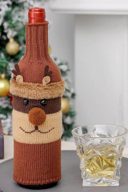 Christmas decorations wine knit bottle set holiday scene layout 644790993151 - COCOMELODY