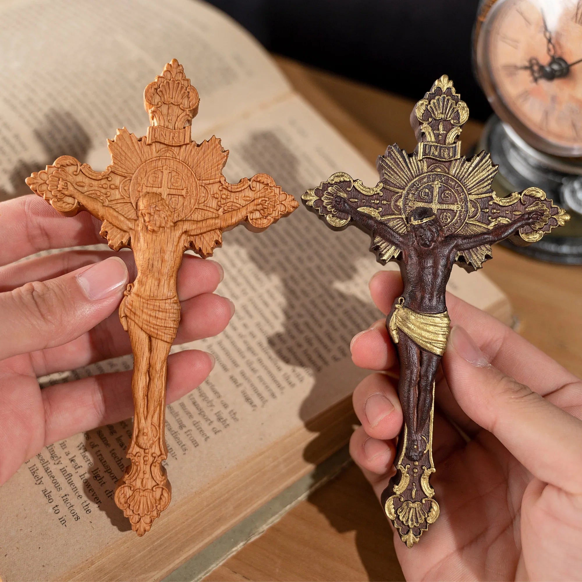 St. Benedict Exorcism Cross carved - Bless you and your family