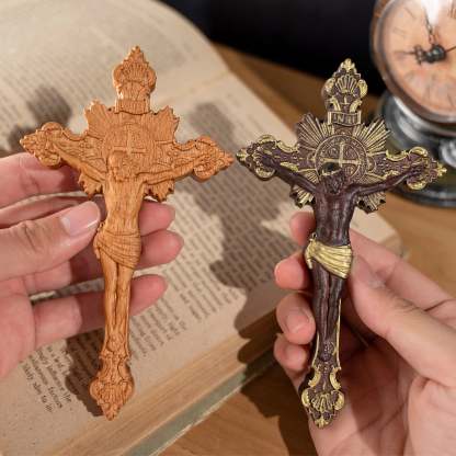 St. Benedict Exorcism Cross carved - Bless you and your family