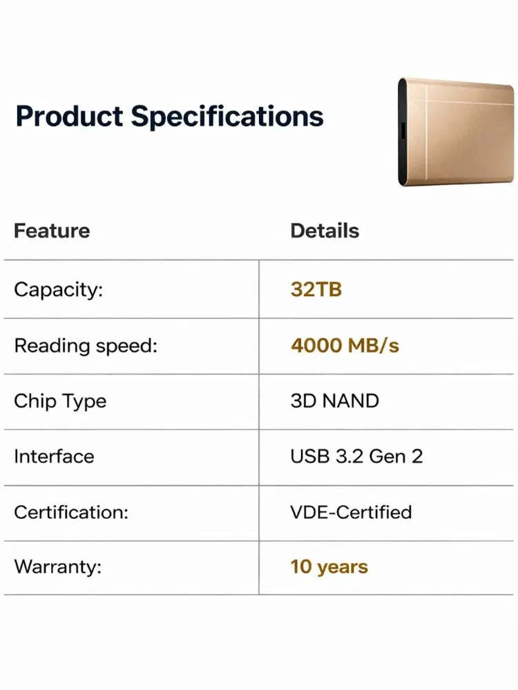 ⚡ 4000mb/S Speed! Transfer Three 4k Movies in One Second. German 32tb Pro Ssd for a Beer's Price!🏆