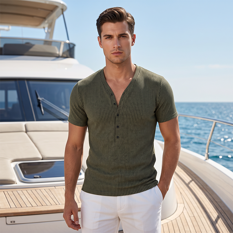🎉 LIMITED TIME 50% OFF! 👕 Breathable T-Shirt – Classic V-Neck Henley Design & Premium Polyester Fabric 💪