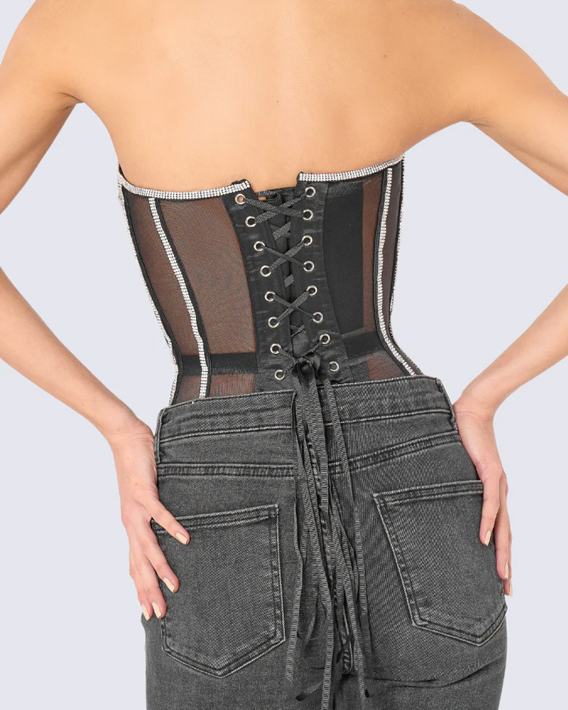 Rhinestone Mesh Sexy Restraint Belt