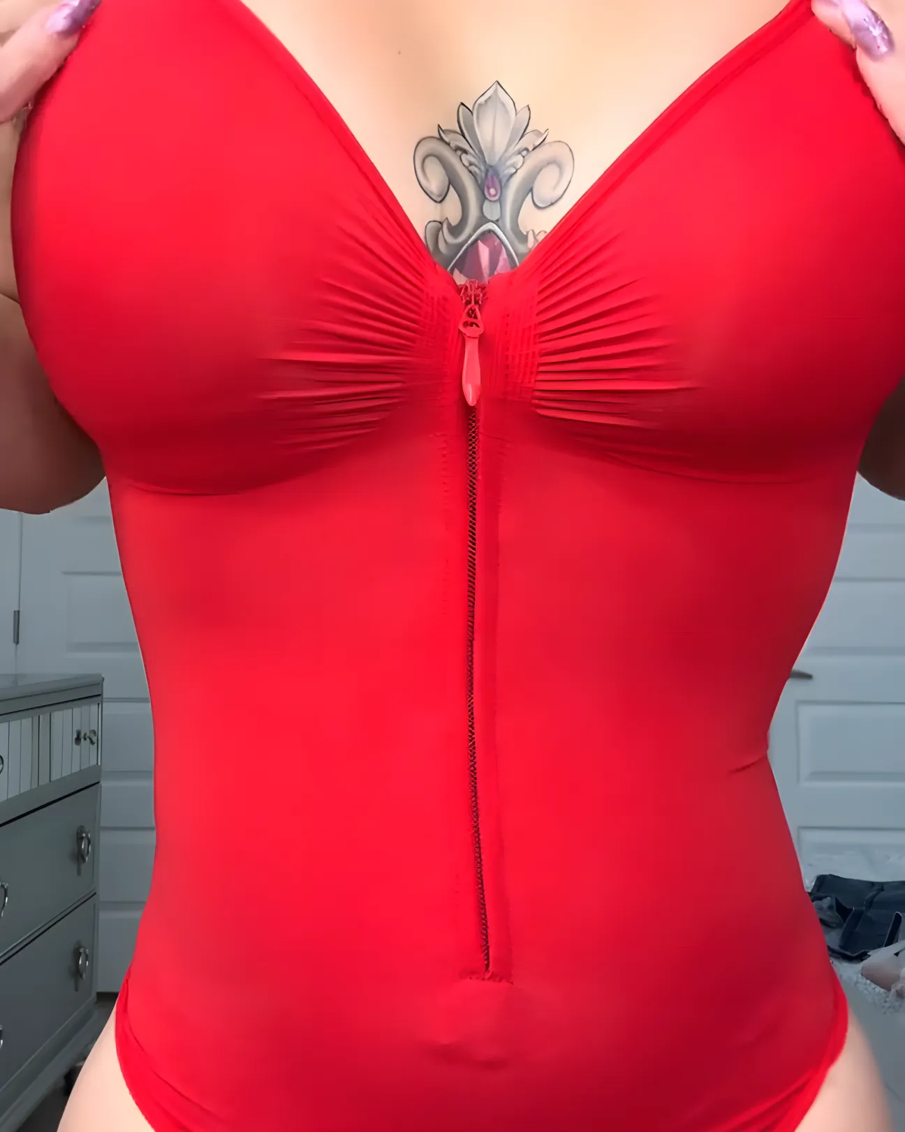 Seamless Zip-Up Thong Snatched Waist Body Suit V Neck Body Shaper