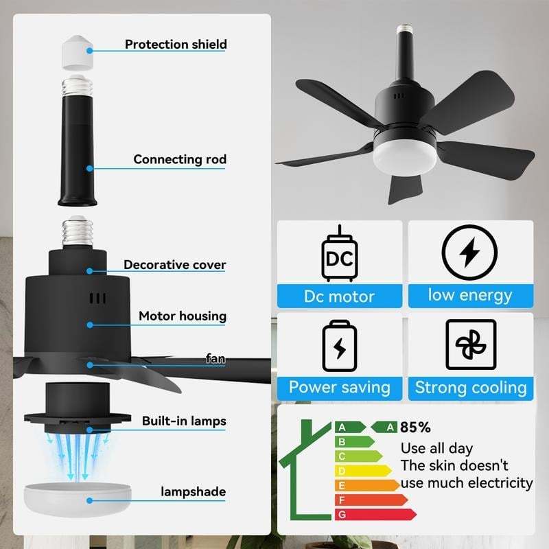 💡 Smart Plug-In Ceiling Fan Light – Remote-Controlled Airflow & Illumination Combo