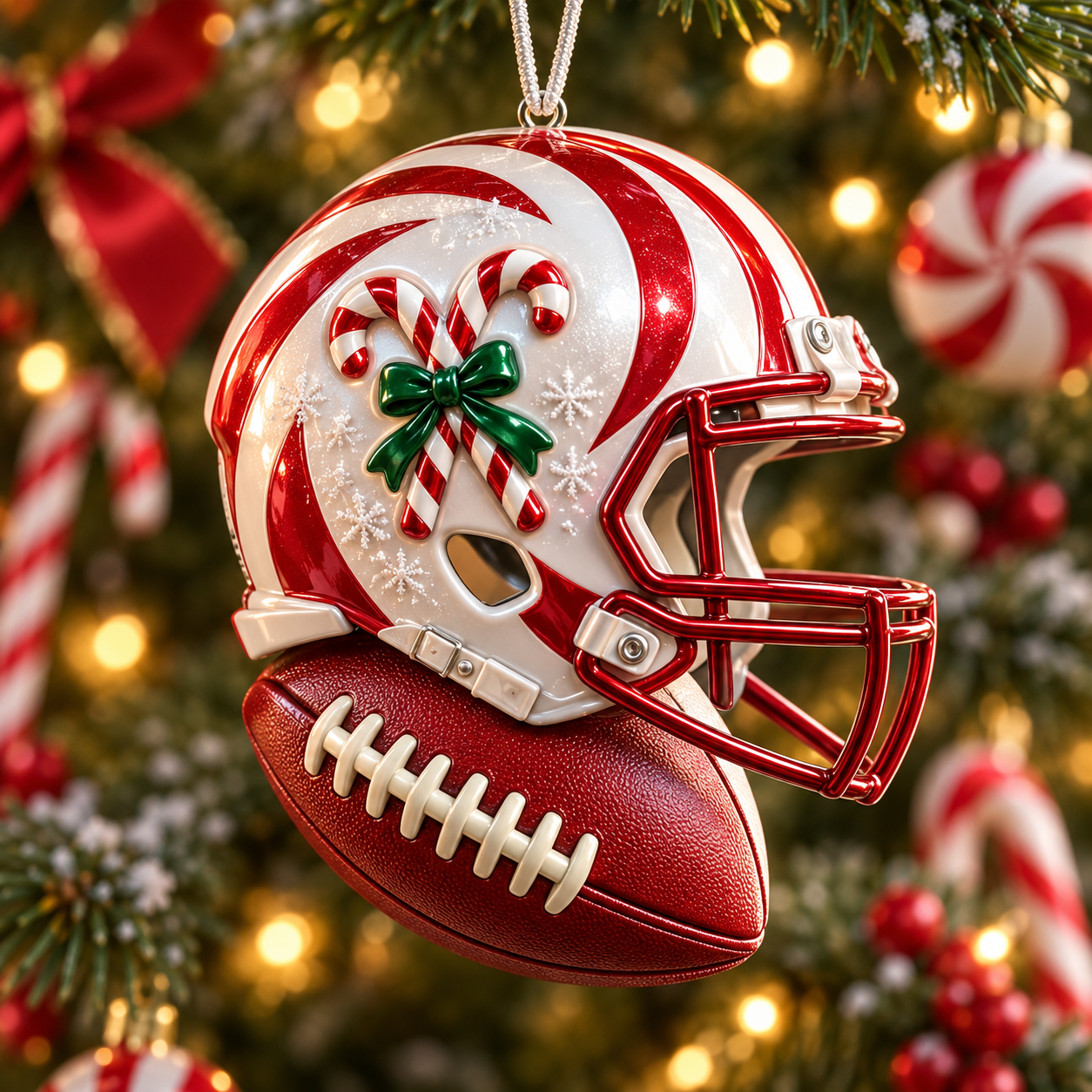 Candy Cane Swirl Helmet Ornament