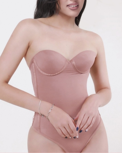 Back Lace-up Thong Seamless Shapewear Bodysuit