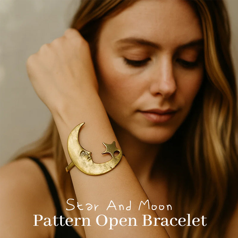 Star And Moon Pattern Open Bracelet