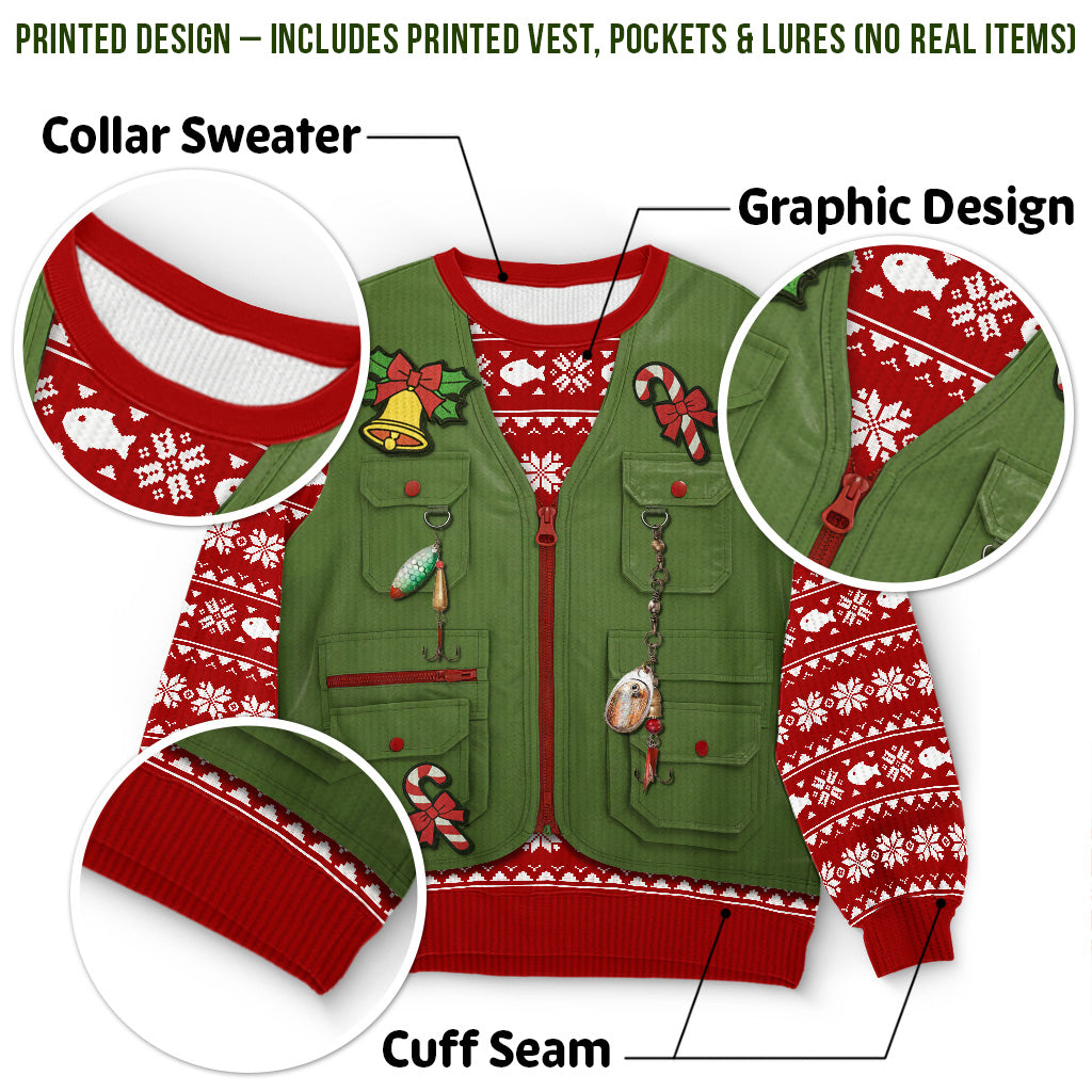 Custom Photo Unisex Ugly Sweatshirt - Personalized  Christmas Birthday Fishing Gifts For Fisherman - Santa’s Fishing Buddy Since Forever