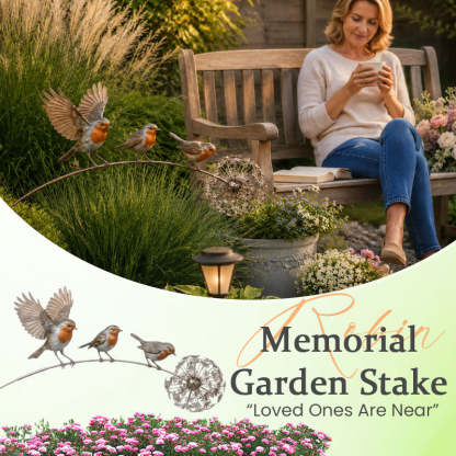 🕊️Robin Memorial Garden Stake – “Loved Ones Are Near”❤️