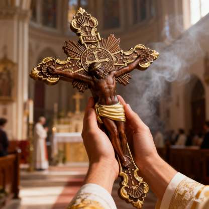 St. Benedict Exorcism Cross carved - Bless you and your family