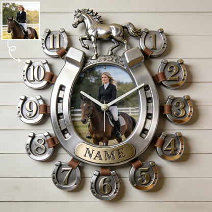 Personalized photo horseshoe wall clock