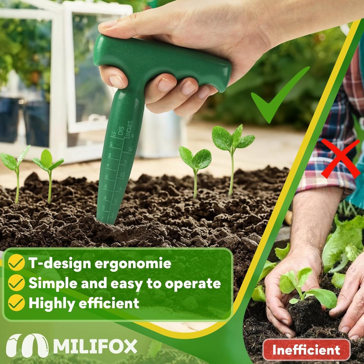 Seed Planter Tool, 6.9" Dibber Garden Tool