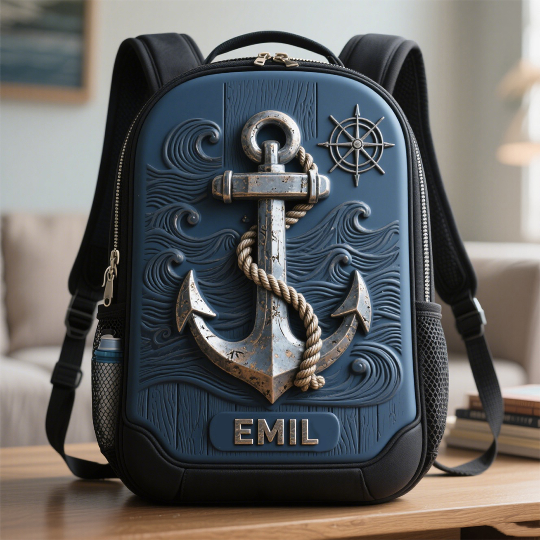 Personalized Retro Nautical Anchor Backpack
