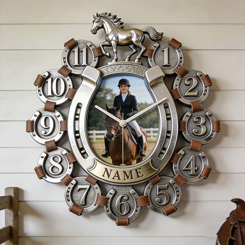 Personalized photo horseshoe wall clock