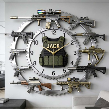 Personalized gun-themed clock
