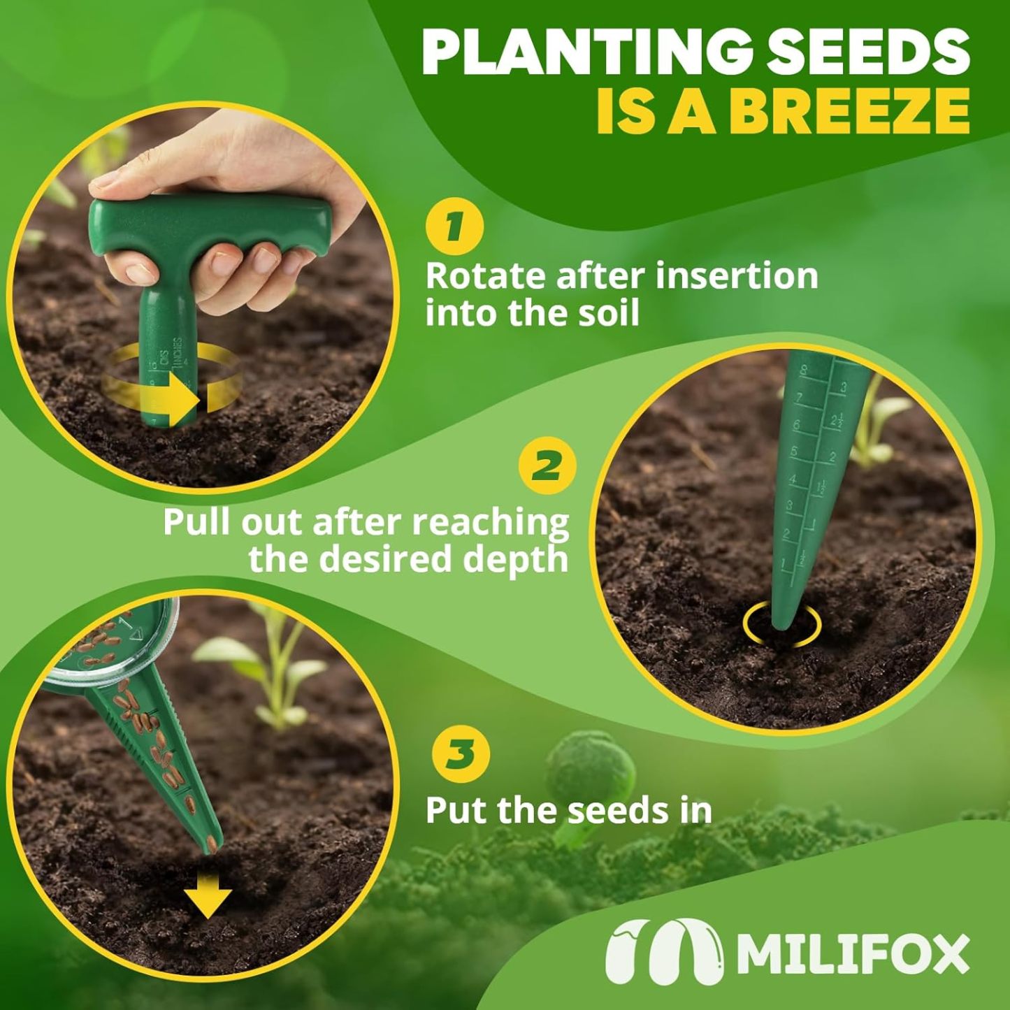 Seed Planter Tool, 6.9" Dibber Garden Tool