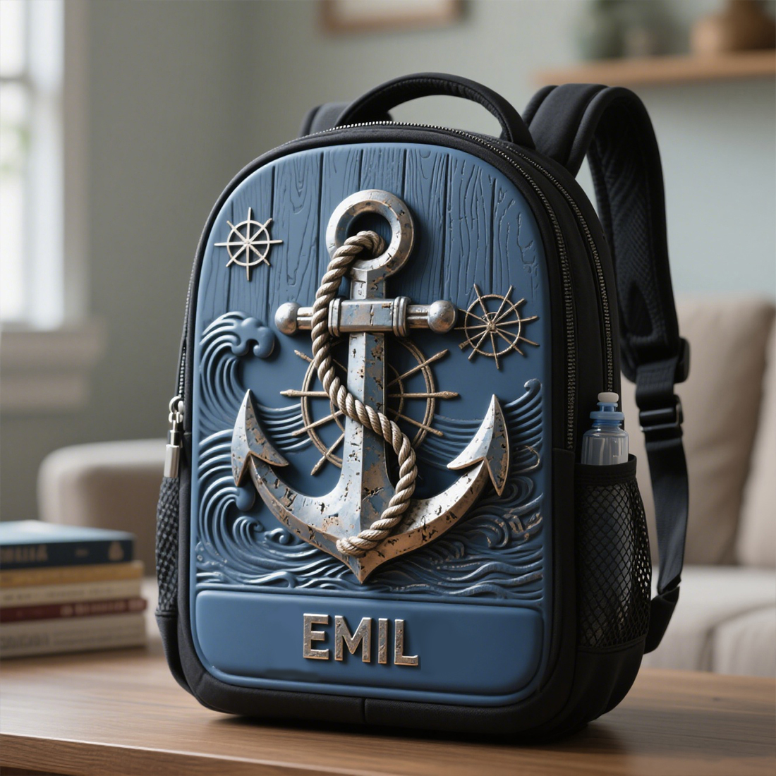 Personalized Retro Nautical Anchor Backpack