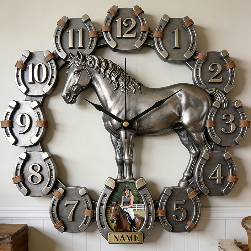 Personalized photo horseshoe wall clock