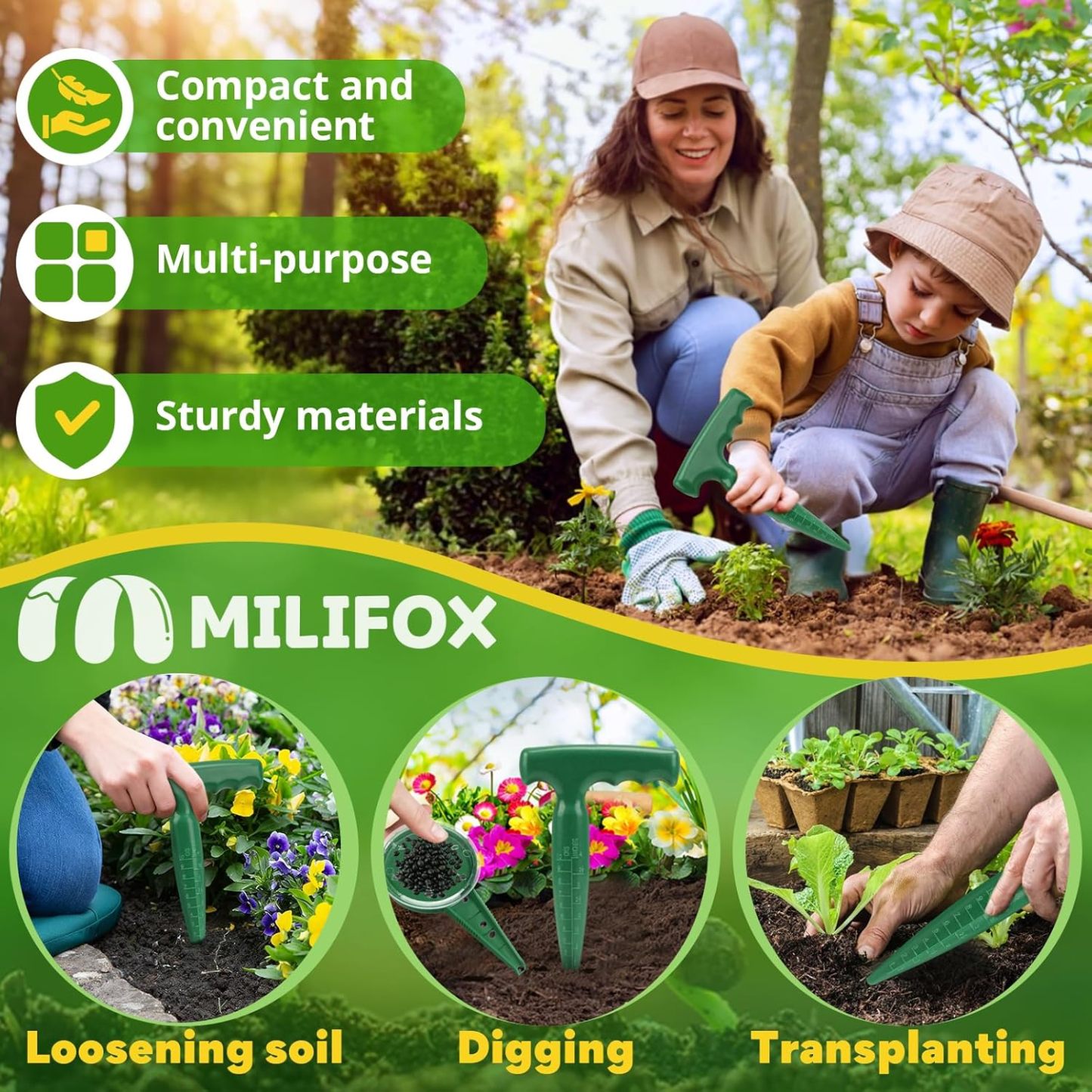 Seed Planter Tool, 6.9" Dibber Garden Tool