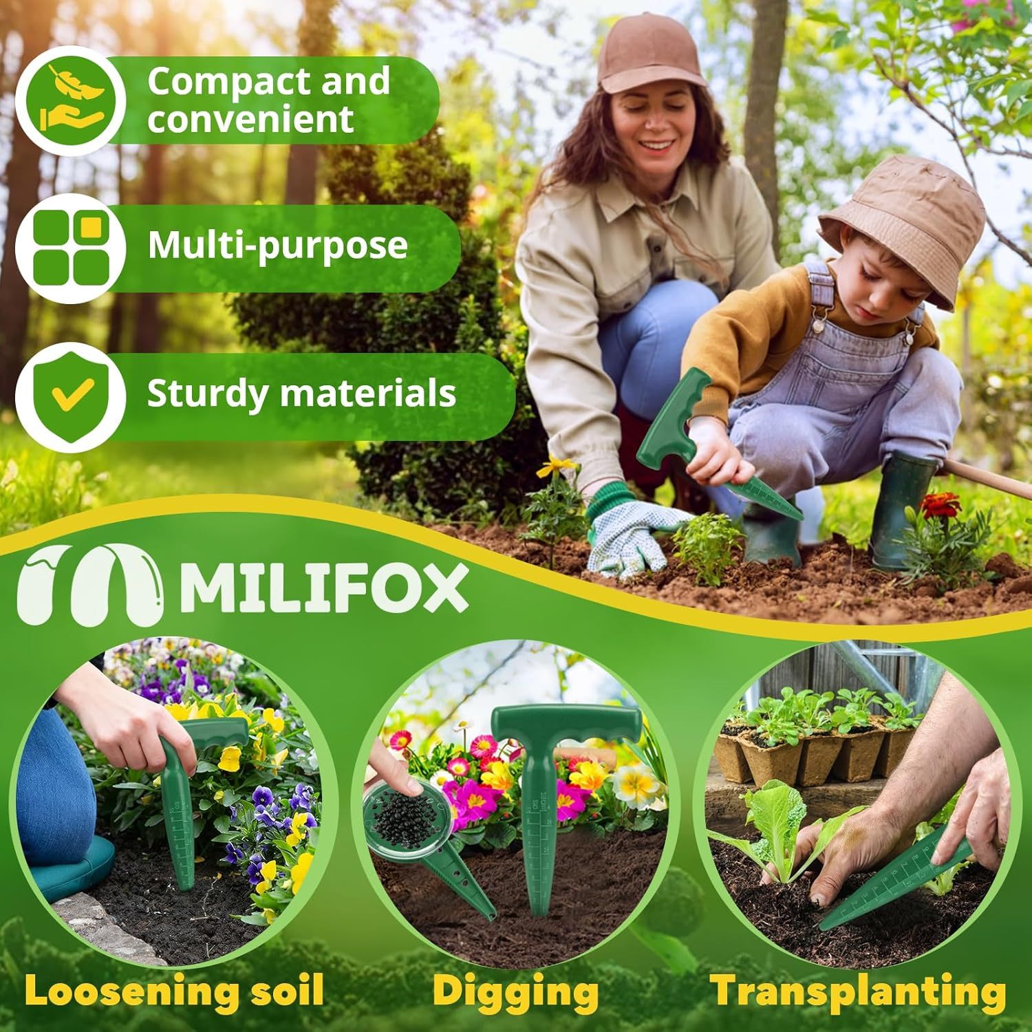 Seed Planter Tool, 6.9" Dibber Garden Tool