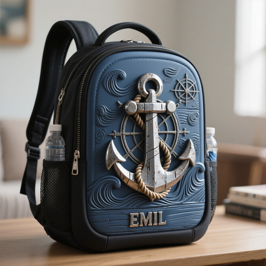 Personalized Retro Nautical Anchor Backpack