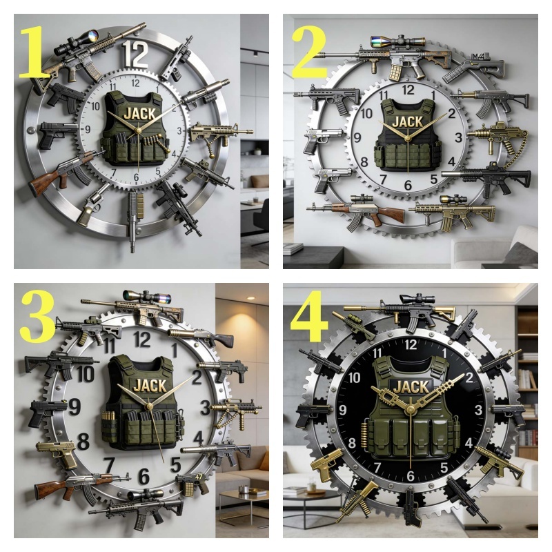 Personalized gun-themed clock