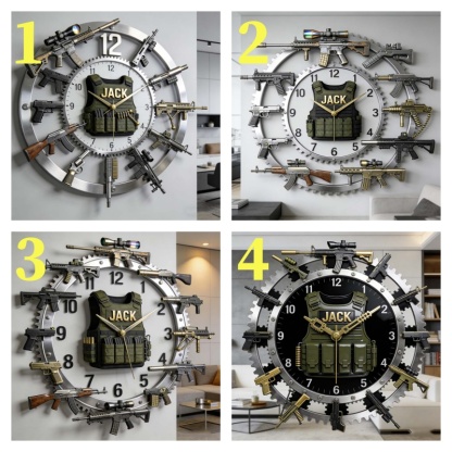 Personalized gun-themed clock
