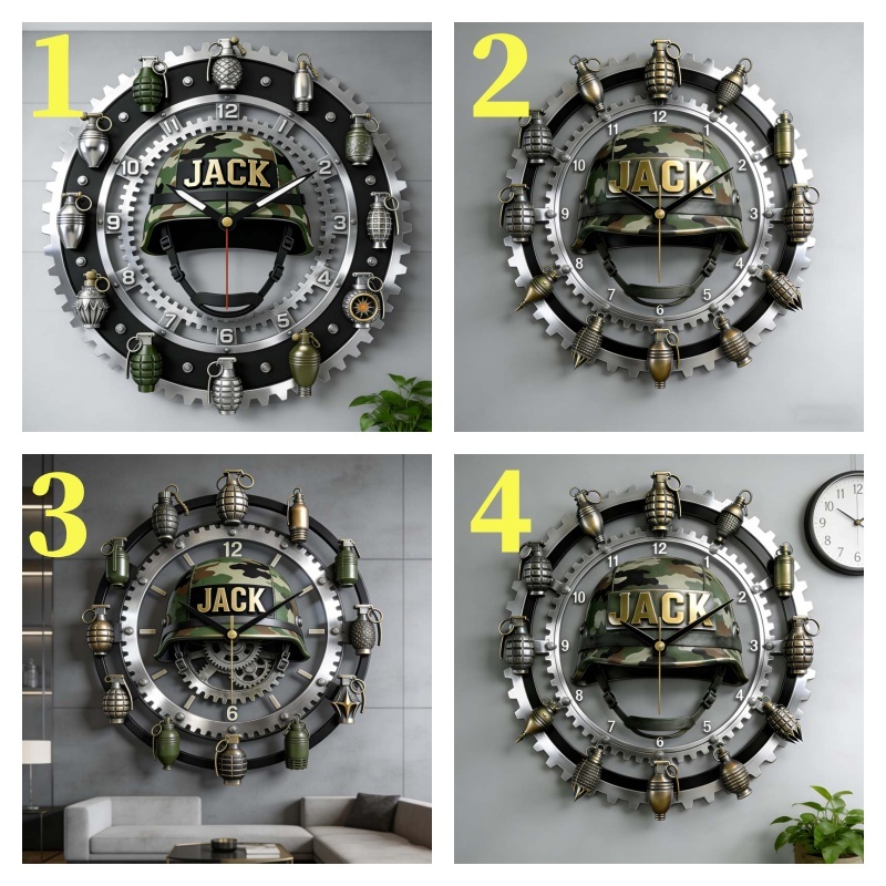 Personalized tactical grenade military cap clock