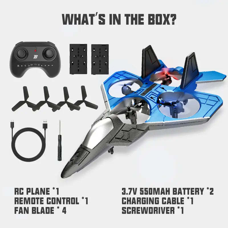 🎅 🎄 CHRISTMAS SALE 50% OFF -Foam Drone RC Airplane for Kids and Beginners, Remote Control Plane Fighter Jet with LED Light, Auto Hovering, 360° Flip and 2 Batteries (30 Mins)