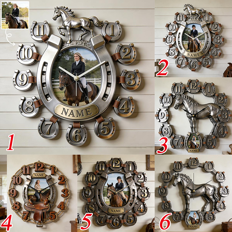 Personalized photo horseshoe wall clock