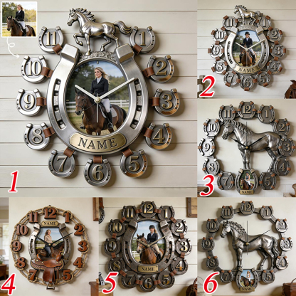 Personalized photo horseshoe wall clock