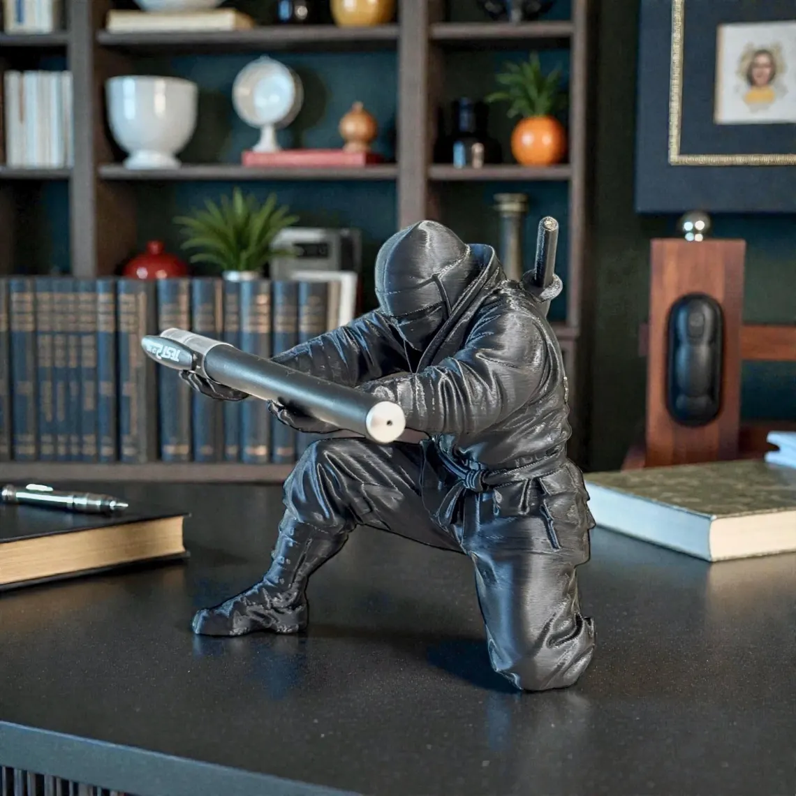Ninja Warrior Pen Holder With Sword and Weapon Accessories