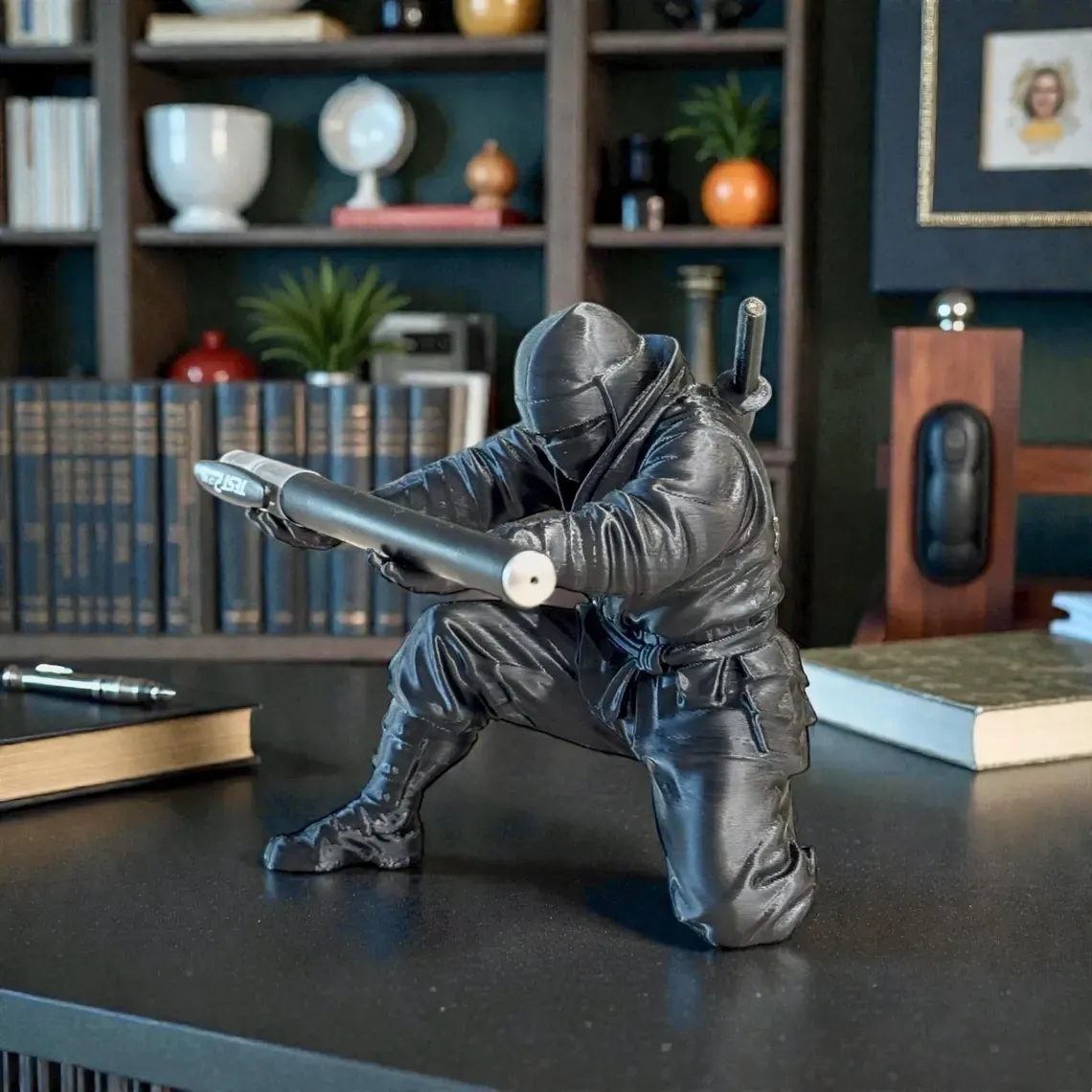 Ninja Warrior Pen Holder With Sword and Weapon Accessories