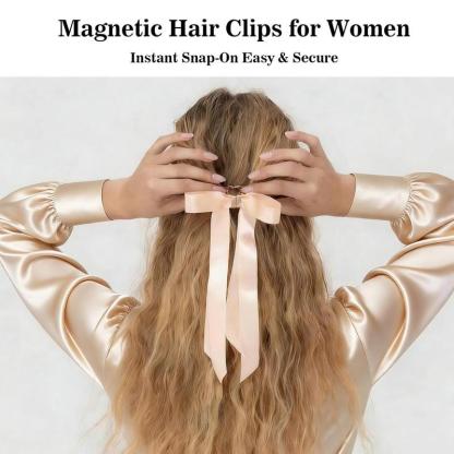 Magnetic bow hair clip, strong magnetic claw clip, seamless two-in-one design