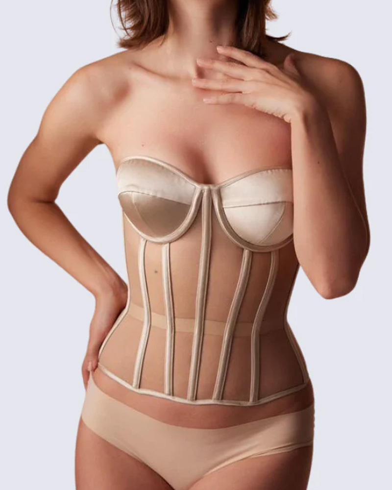 Breast-Covering Mesh Sexy Corset