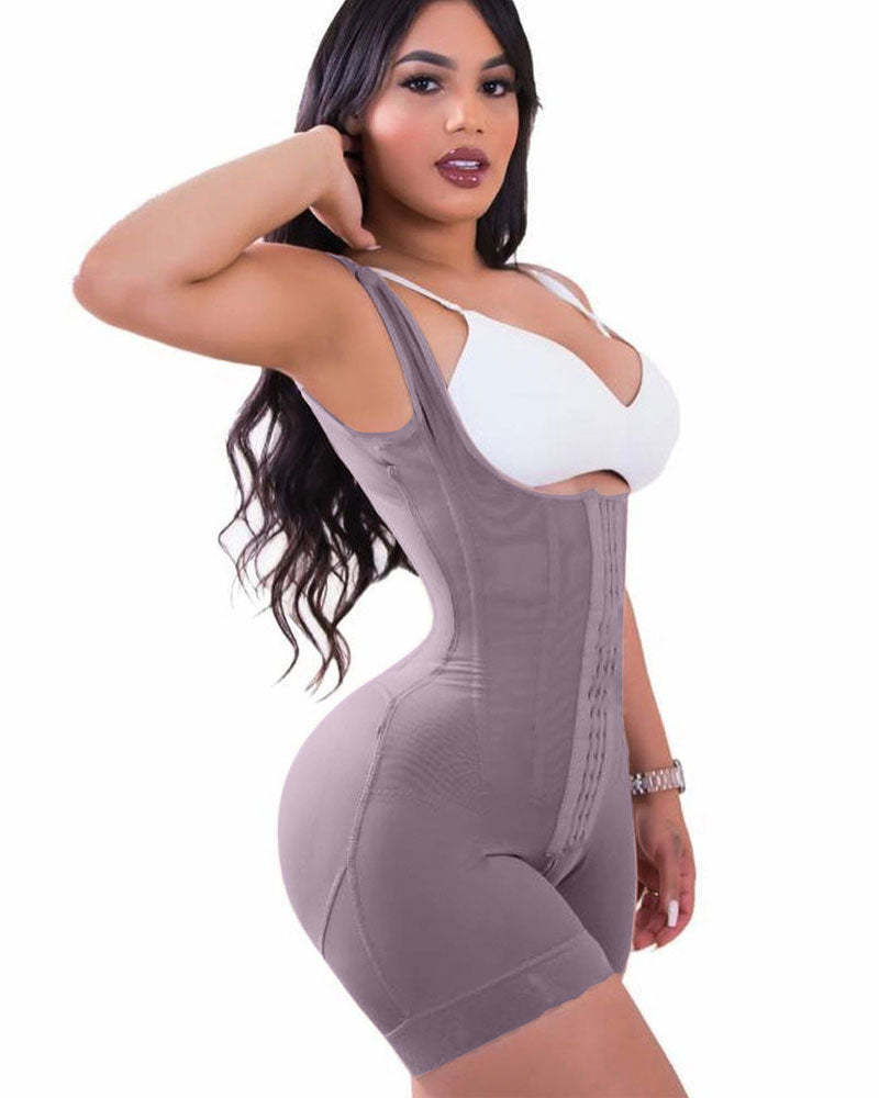 High Double Compression Garment Abdomen Control Hook And Eye Closure Tummy Control Adjustable Bodysuit