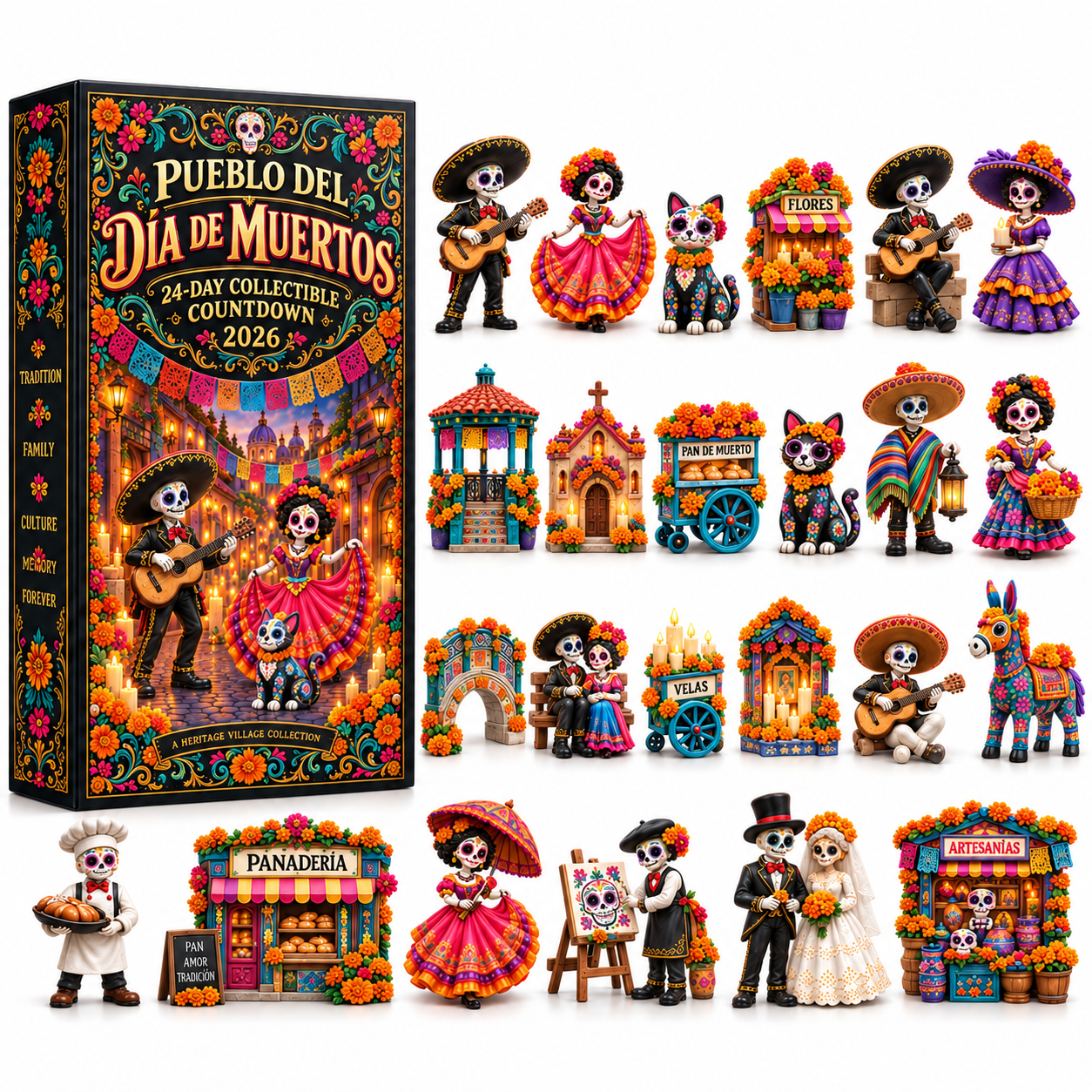 Dia de Muertos village miniature collection