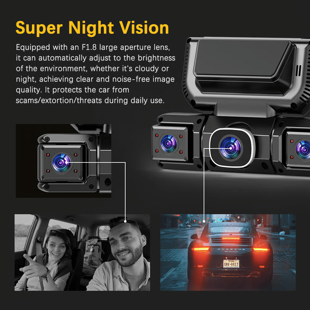 360° Car DVR WiFi 4Channels Dash Cam Video Recorder(SD card is not included)