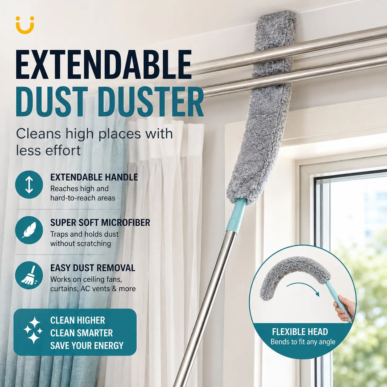 Adjustable extendable dust cleaning wand