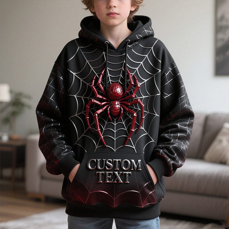 Custom Kids Spider Themed Cool Hoodie