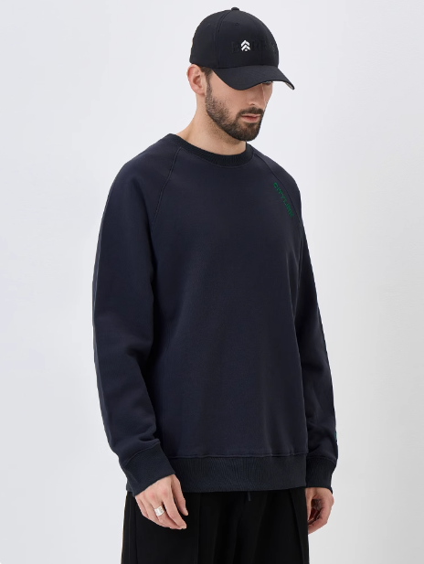 Men's Round Neck Loose Hooded Embroidered Sweatshirt