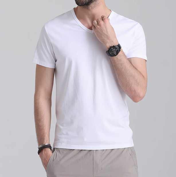 Men's Solid Color V-Neck Short-Sleeved T-Shirt