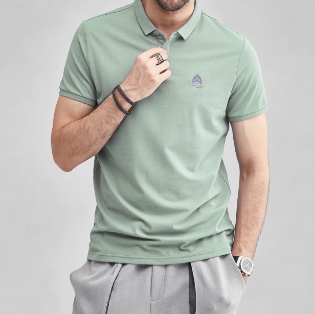 Men's Embroidered Lapel Short Sleeve Polo Shirt